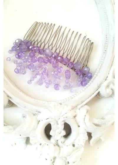 Кристално гребенче украса за коса в светло лилаво от серията French Lavender by Rosie